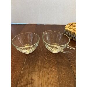 Hazel Atlas Glass HOBNAIL Clear Sugar & Creamer‎ Mid-Century Glassware